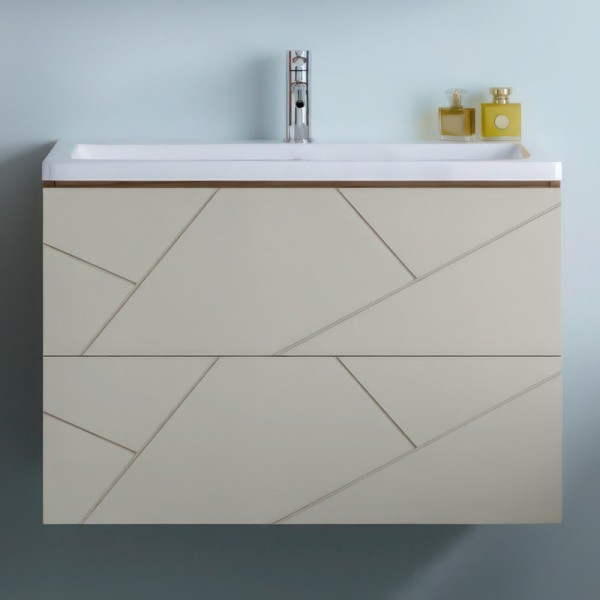 Тумба под раковину Бриклаер Кристалл 80 латте, дуб крафт табачный