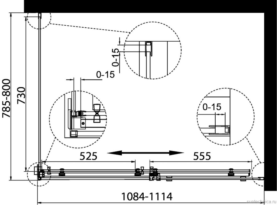 Душевой уголок BelBagno Acqua -AH-1-110/80-C-Cr профиль хром