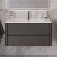 Тумба с раковиной Cezares Relax 100 оружейная сталь, раковина Cezares CZR-1000/480-LV-MR-NV