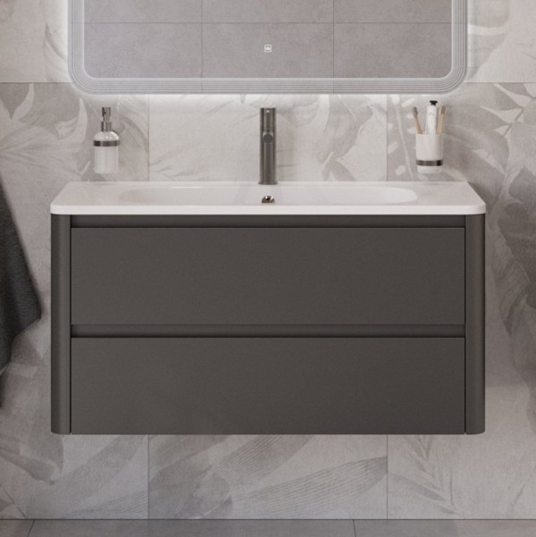 Тумба с раковиной Cezares Relax 100 оружейная сталь, раковина Cezares CZR-1000/480-LV-MR-NV