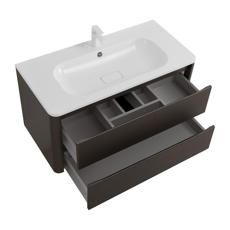 Тумба с раковиной Cezares Relax 100 оружейная сталь, раковина Cezares CZR-1000/480-LV-MR-NV