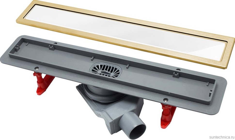 Душевой трап (лоток) Pestan Confluo Premium White Glass Gold Line Confluo Premium White Glass Gold Line 550 белое стекло/позолоченная сталь