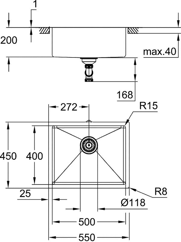 Мойка кухонная Grohe 31574SD1 55х45 см, нержавеющая сталь