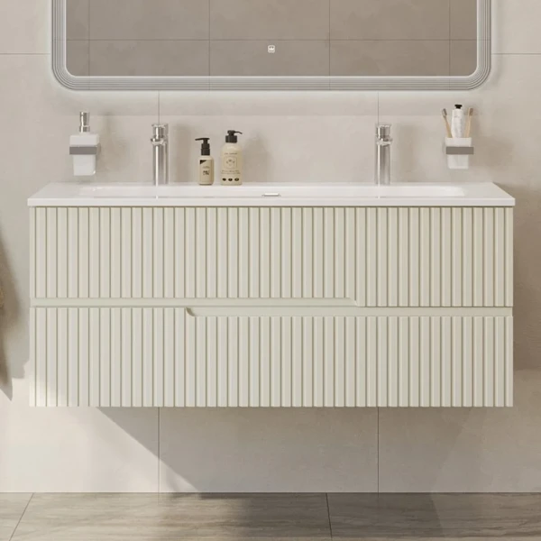 Тумба с раковиной Cezares Duet 120 альпака брашированная, раковина Cezares CZR-8073-120-1-2