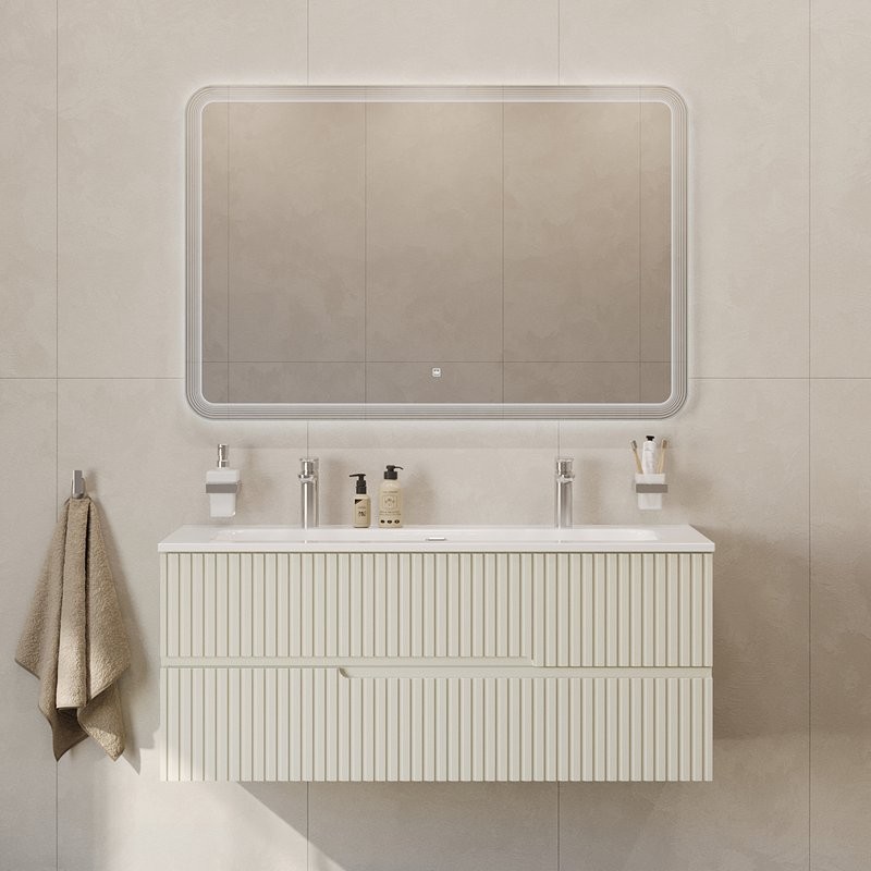 Тумба с раковиной Cezares Duet 120 альпака брашированная, раковина Cezares CZR-8073-120-1-2