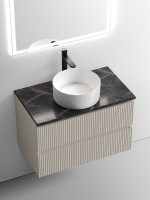 Тумба под раковину со столешницей Sancos Snob T 80 beige soft, столешница черный мрамор, с отв. под смеситель