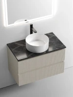 Тумба под раковину со столешницей Sancos Snob T 80 beige soft, столешница черный мрамор, с отв. под смеситель