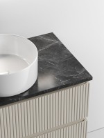 Тумба под раковину со столешницей Sancos Snob T 80 beige soft, столешница черный мрамор, с отв. под смеситель