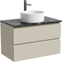 Тумба под раковину со столешницей Sancos Snob T 80 beige soft, столешница черный мрамор, с отв. под смеситель