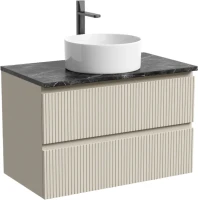 Тумба под раковину со столешницей Sancos Snob T 80 beige soft, столешница черный мрамор, с отв. под смеситель