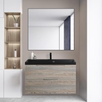 Мебель для ванной комнаты BelBagno Vittoria 100 подвесная, pino, черная матовая раковина