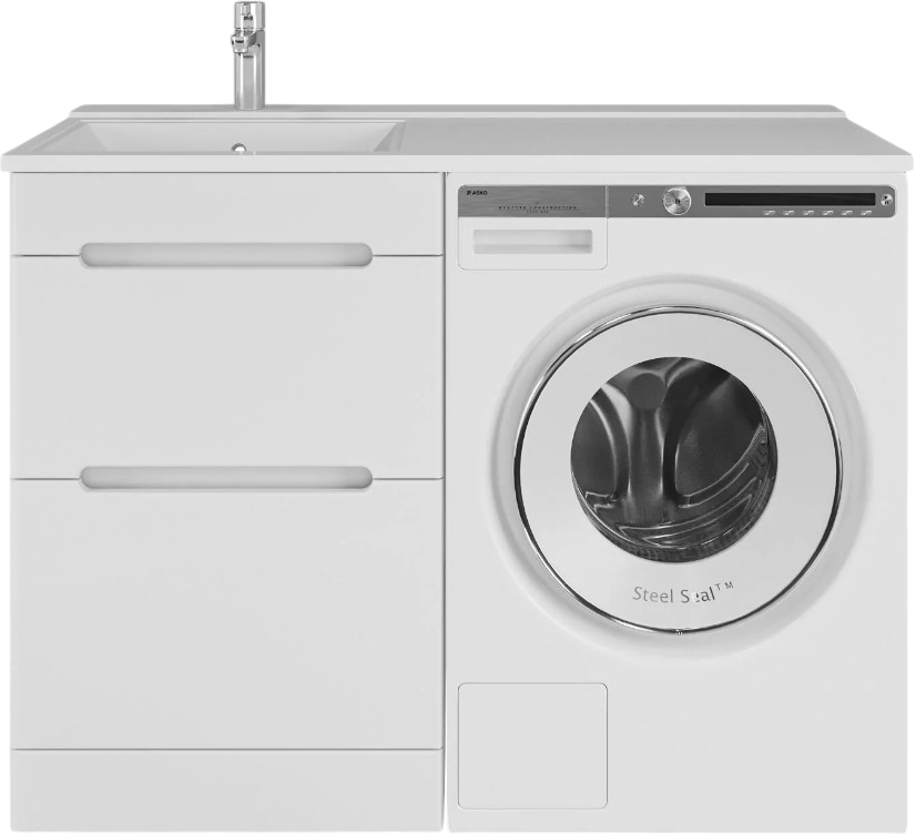 Тумба с раковиной SanStar Толедо 110 L под стиральную машину белая, раковина Персона