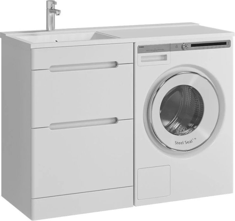 Тумба с раковиной SanStar Толедо 110 L под стиральную машину белая, раковина Персона