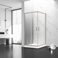 Душевой уголок Veconi Rovigo RV-83 80х80 см, профиль брашированный никель, стекло прозрачное