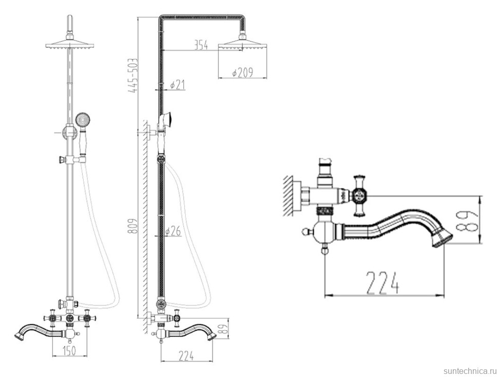 Душевая стойка Zorg Antic A 7002DS-BR