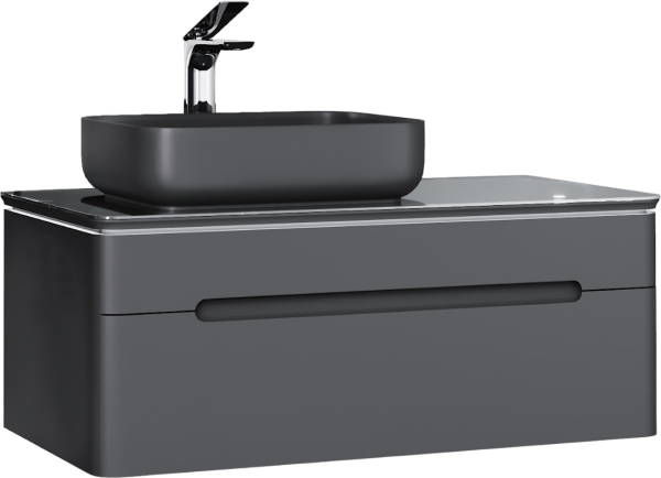 Тумба под раковину Jorno Shine 100, с подсветкой, с МФУ, антрацит