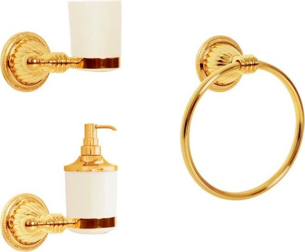 Набор Дозатор Boheme Hermitage Gold + Стакан + Полотенцедержатель