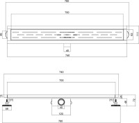 Душевой трап (лоток) Esbano Meta Tile 70 cм, матовый хром