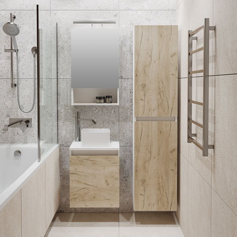 Тумба с раковиной Runo Бари 40 крафтовый дуб, раковина Uno 25