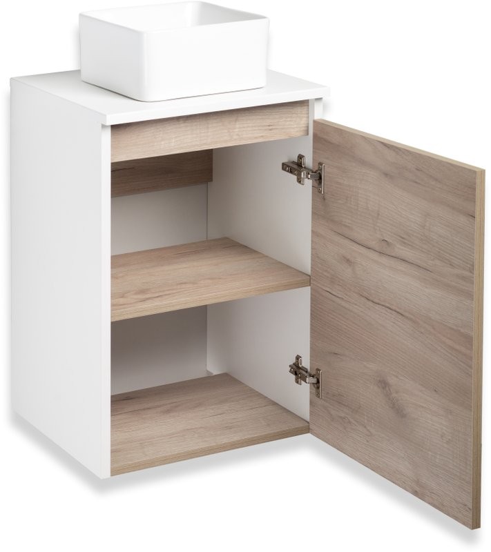 Тумба с раковиной Runo Бари 40 крафтовый дуб, раковина Uno 25