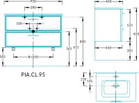 Тумба с раковиной KERAMA MARAZZI Piano Classic 95 подвесная, ясень белый матовый