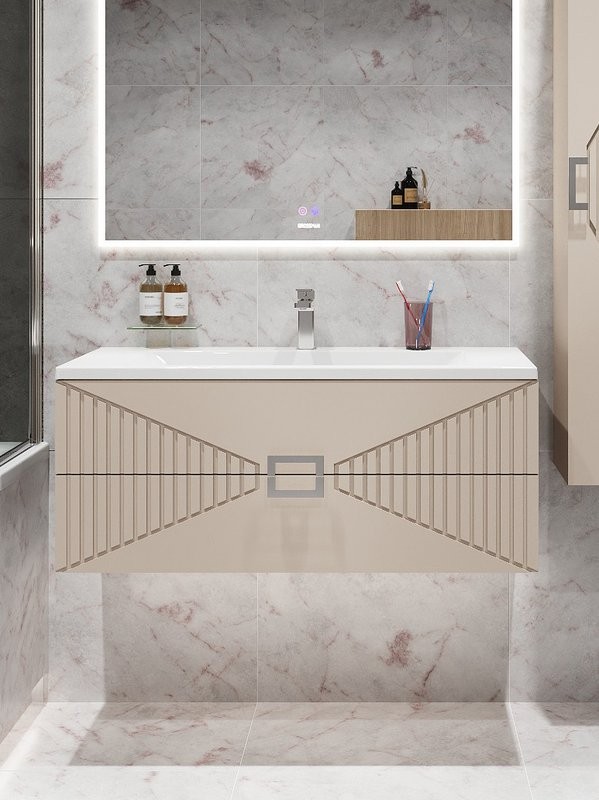 Тумба с раковиной Grossman Луксор 100 матовая бежевая