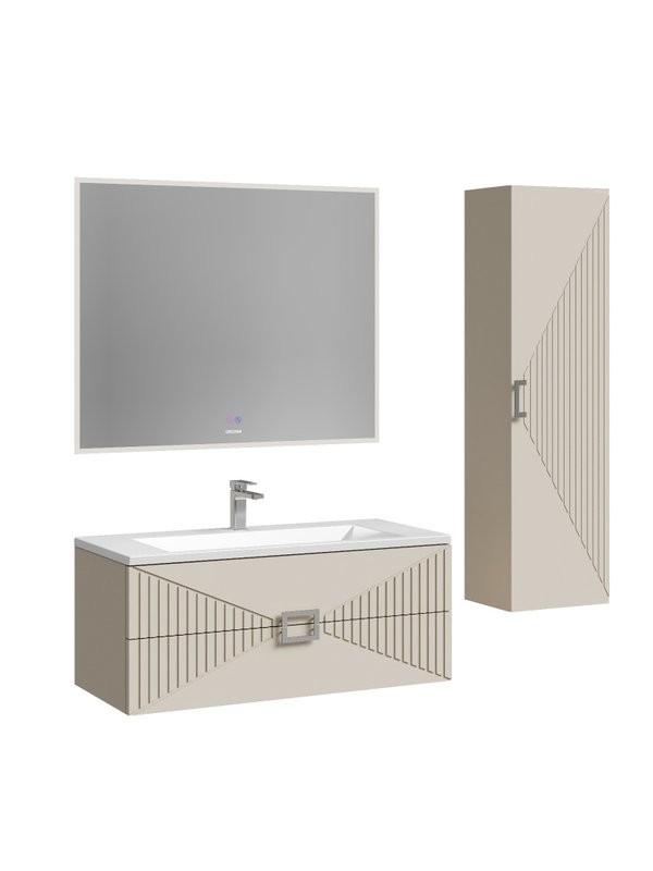 Тумба с раковиной Grossman Луксор 100 матовая бежевая