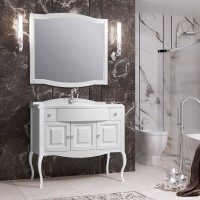 Тумба с раковиной Opadiris Лаура 100 белая матовая, с раковиной из литьевого мрамора
