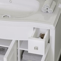 Тумба с раковиной Opadiris Лаура 100 белая матовая, с раковиной из литьевого мрамора