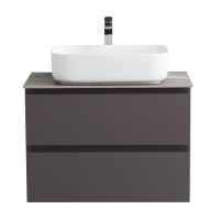 Тумба под раковину со столешницей BelBagno Kraft 60 подвесная, матовая темно-серая, столешница kep-60-grn