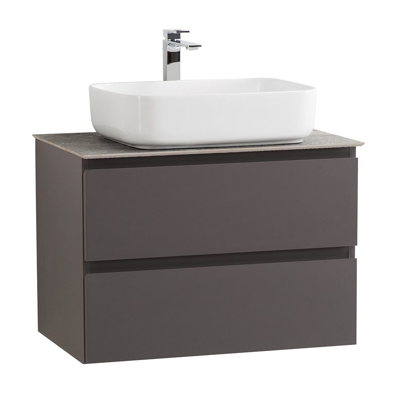 Тумба под раковину со столешницей BelBagno Kraft 60 подвесная, матовая темно-серая, столешница kep-60-grn