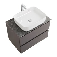 Тумба под раковину со столешницей BelBagno Kraft 60 подвесная, матовая темно-серая, столешница kep-60-grn