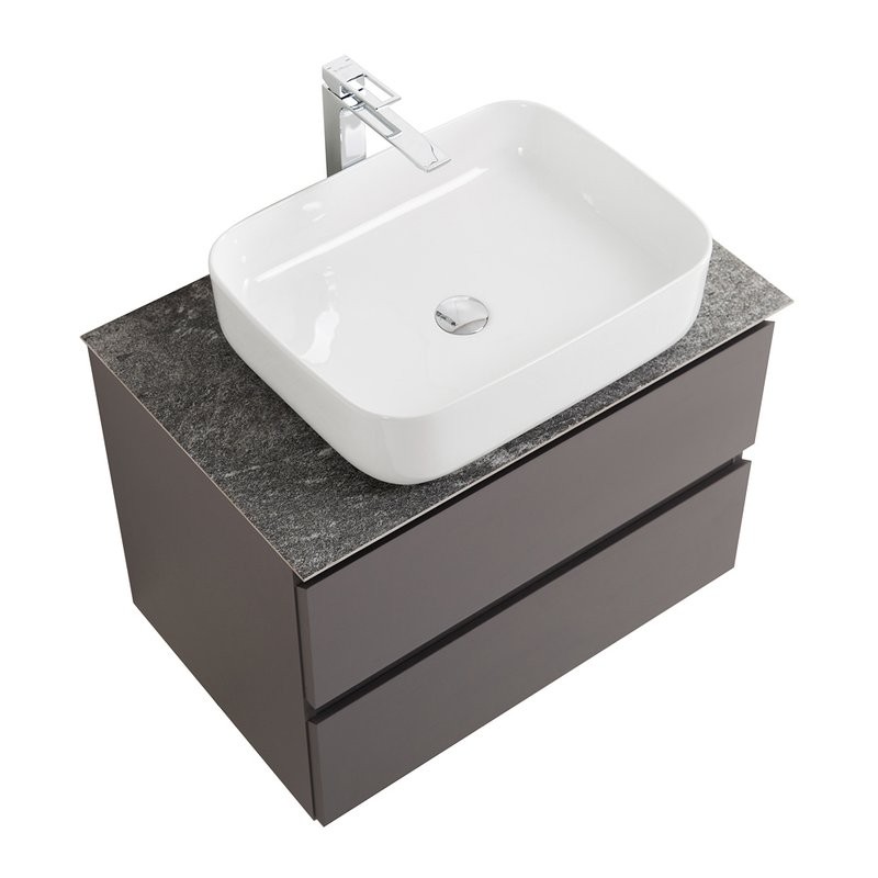 Тумба под раковину со столешницей BelBagno Kraft 60 подвесная, матовая темно-серая, столешница kep-60-grn