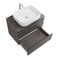 Тумба под раковину со столешницей BelBagno Kraft 60 подвесная, матовая темно-серая, столешница kep-60-grn