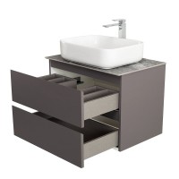 Тумба под раковину со столешницей BelBagno Kraft 60 подвесная, матовая темно-серая, столешница kep-60-grn