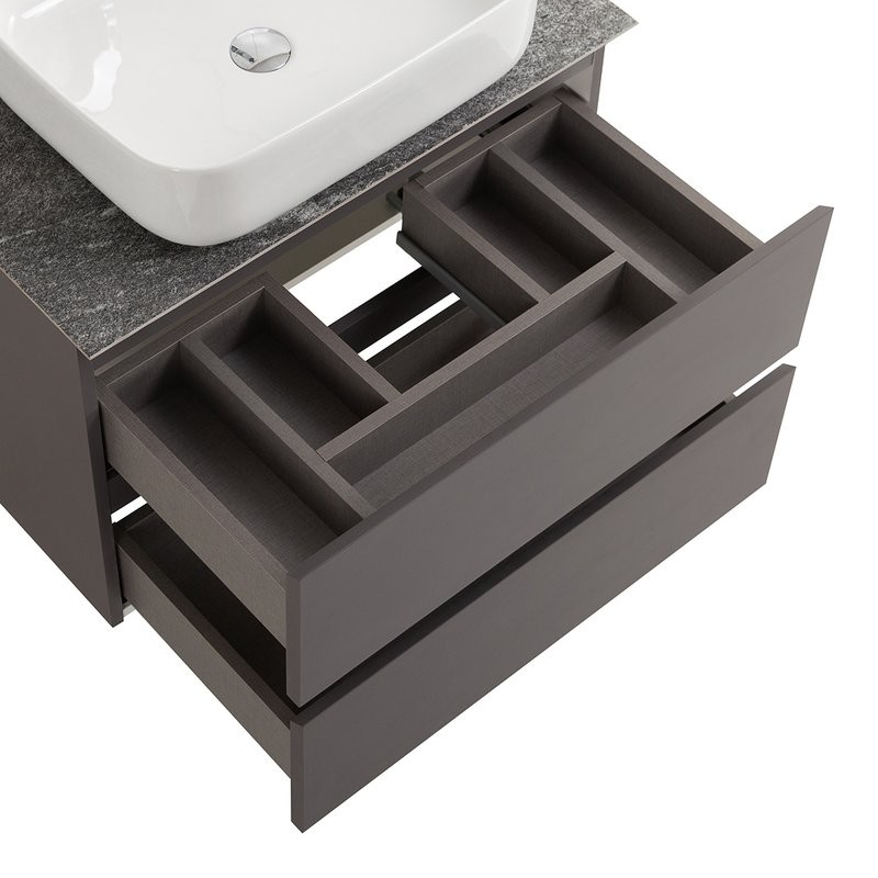 Тумба под раковину со столешницей BelBagno Kraft 60 подвесная, матовая темно-серая, столешница kep-60-grn