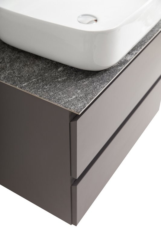 Тумба под раковину со столешницей BelBagno Kraft 60 подвесная, матовая темно-серая, столешница kep-60-grn