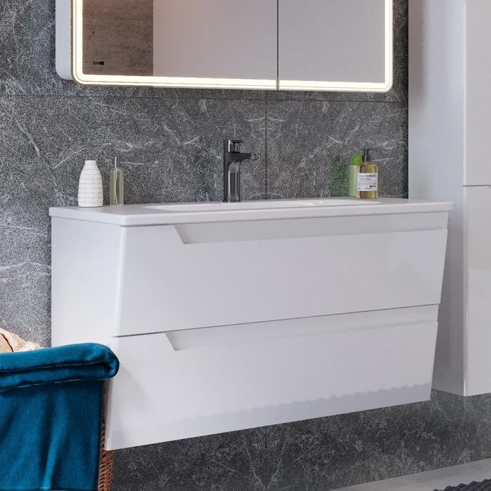 Тумба под раковину Lemark Miano 100 белая глянцевая