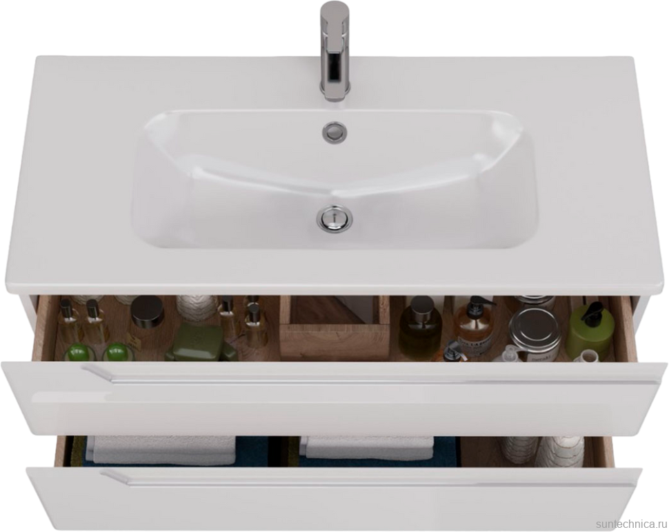 Тумба под раковину Lemark Miano 100 белая глянцевая