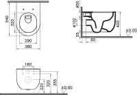 Унитаз подвесной VitrA Liquid 7321B403-0075 безободковый, с микролифтом, глянцевый белый