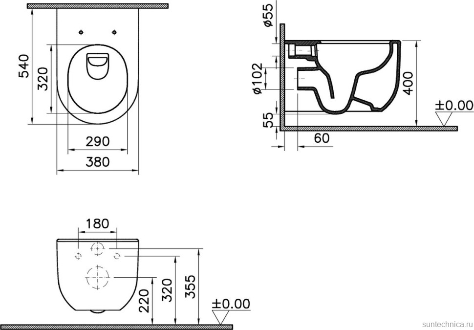 Унитаз подвесной VitrA Liquid 7321B403-0075 безободковый, с микролифтом, глянцевый белый