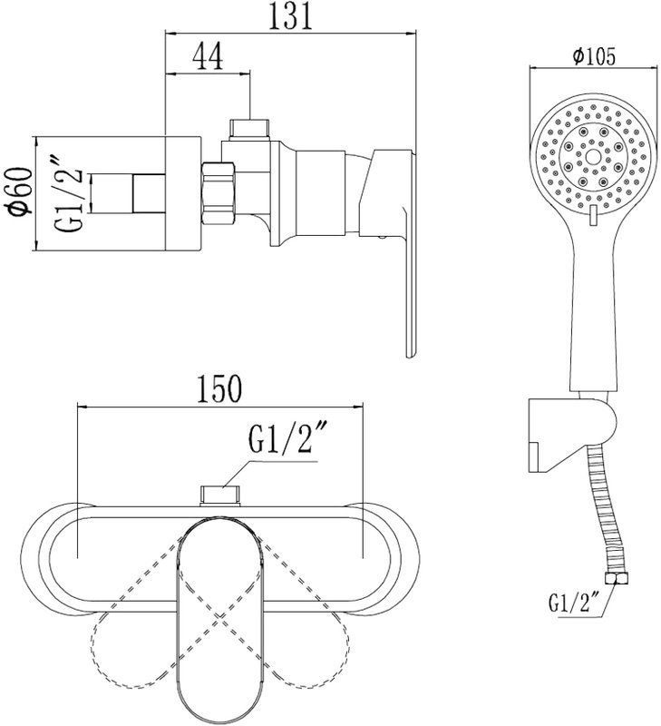 Смеситель для душа Savol S-600305S