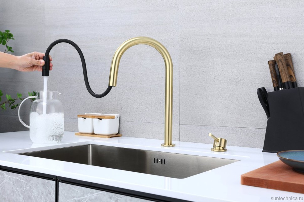 Смеситель для кухни Paulmark Estetica Es218006-LG светлое золото