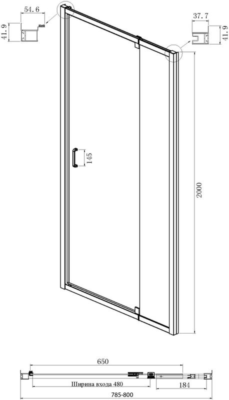 Душевая дверь в нишу Ambassador Elysium 111021102KX 80 см