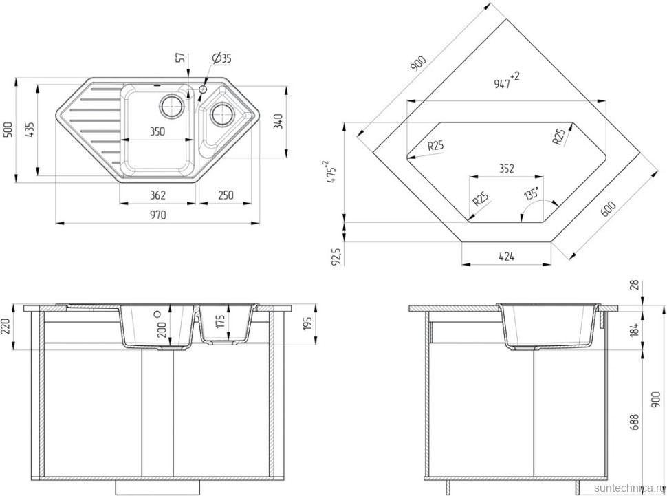 Мойка кухонная Ulgran U-409 -307 терракот