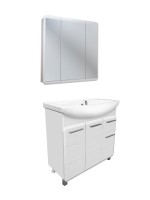 Тумба с раковиной Runo Эрика 85 напольная, глянцевая белая