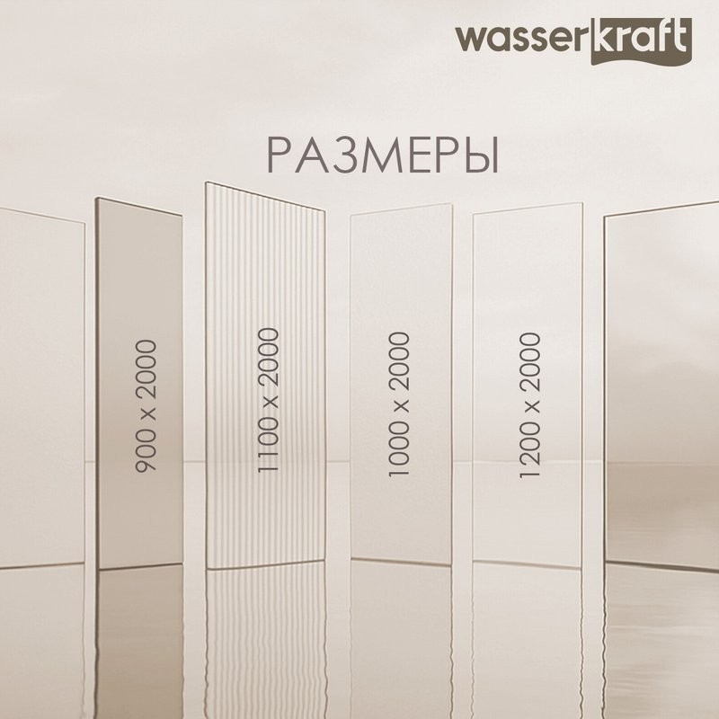 Душевая перегородка Wasserkraft Rur 30W 100 см, профиль матовое золото, стекло текстурное