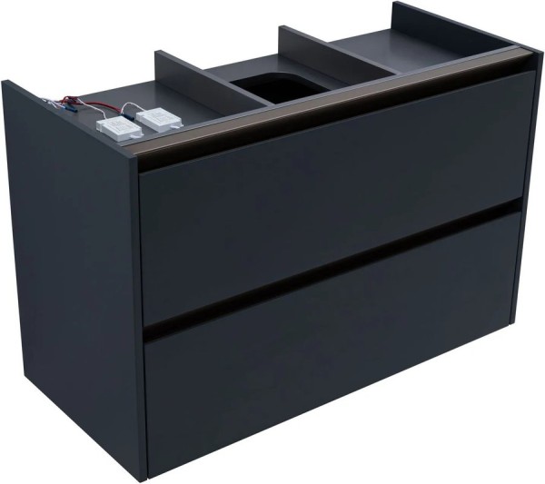 Тумба под раковину без столешницы Allen Brau Activity 100 с подсветкой, матовый антрацит, олива браш