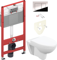 Комплект Унитаз подвесной Cersanit Parva Clean On DPL EO с микролифтом + Инсталляция TECE Now 9400412 4 в 1 с кнопкой смыва