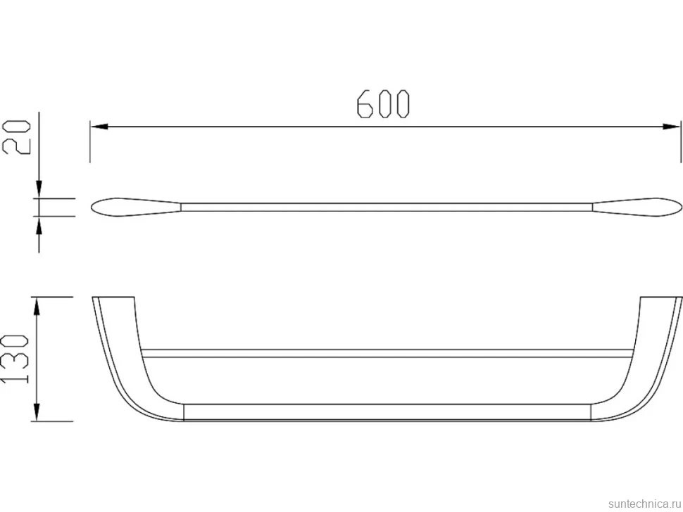 Полотенцедержатель Cezares Liner THD-60-GM двойной, оружейная сталь